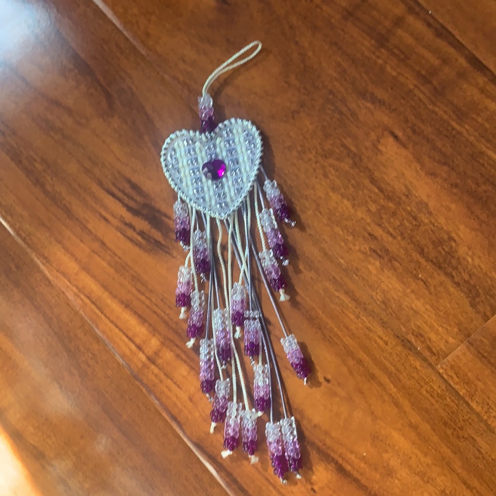 Bohemian Beaded Heart Shaped Purple & White Dreamcatcher- LIKE NEW